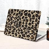 Seorsok Compatible with MacBook Air 13 Inch Case 2022 2021 2020-2018 Release A1932 A2179 M1 A2337,Elegant Leopard Print Soft Plush Faux Skin Leather Plastic Hard Shell Case with Keyboard Cover,Brown