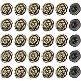 PATIKIL 30Pcs Rose Flower Buttons, 13mm 1/2" Acrylic Cute Buttons for Clothes Decorative Sewing Accessories for DIY Crafts Shirts Blouse Sweaters, Black/Gold