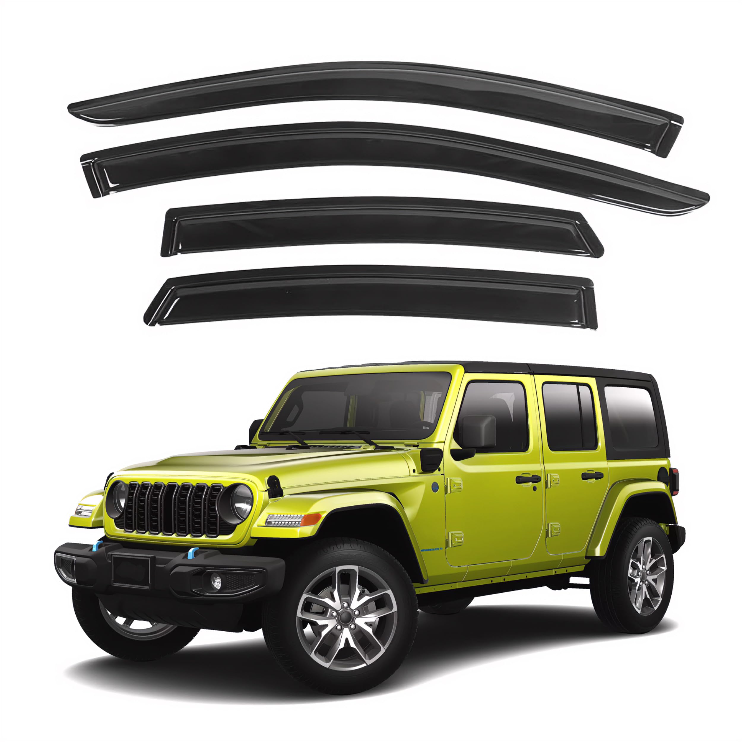 Photo 1 of KPY Window Visor Compatible with 2018-2024 Jeep Wrangler JL Unlimited 4-Door & Gladiator 4-Door 2020-2024, 4PC Rain Guard Side Window Vent Deflectors Tape-On Style, 2018 2019 2020 2021 2022 2023 2024