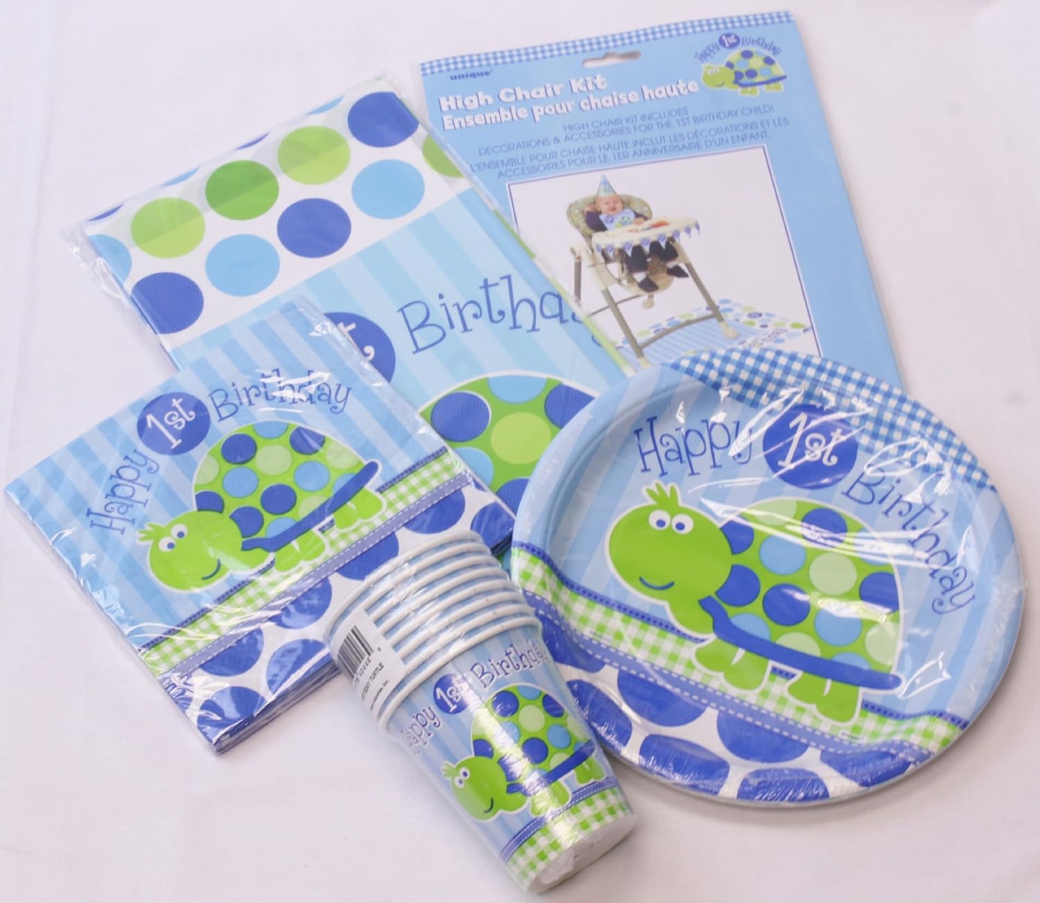 Boys Turtle 1st Birthday Party Tableware Pack For 8 People Includes Cups Plates Napkins Tablecover High Chair Decoration Kit Party Packs Factory Outlets Www Biowms Com