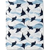 ainori Cute Stingray Fleece Blanket - Lightweight Soft Cozy Gifts Throw for Marine Life Lovers, Kids,Women,Manta Ray Blankets,Elegant Ocean-Inspired Design,Home Room Modern Decor 50x60in