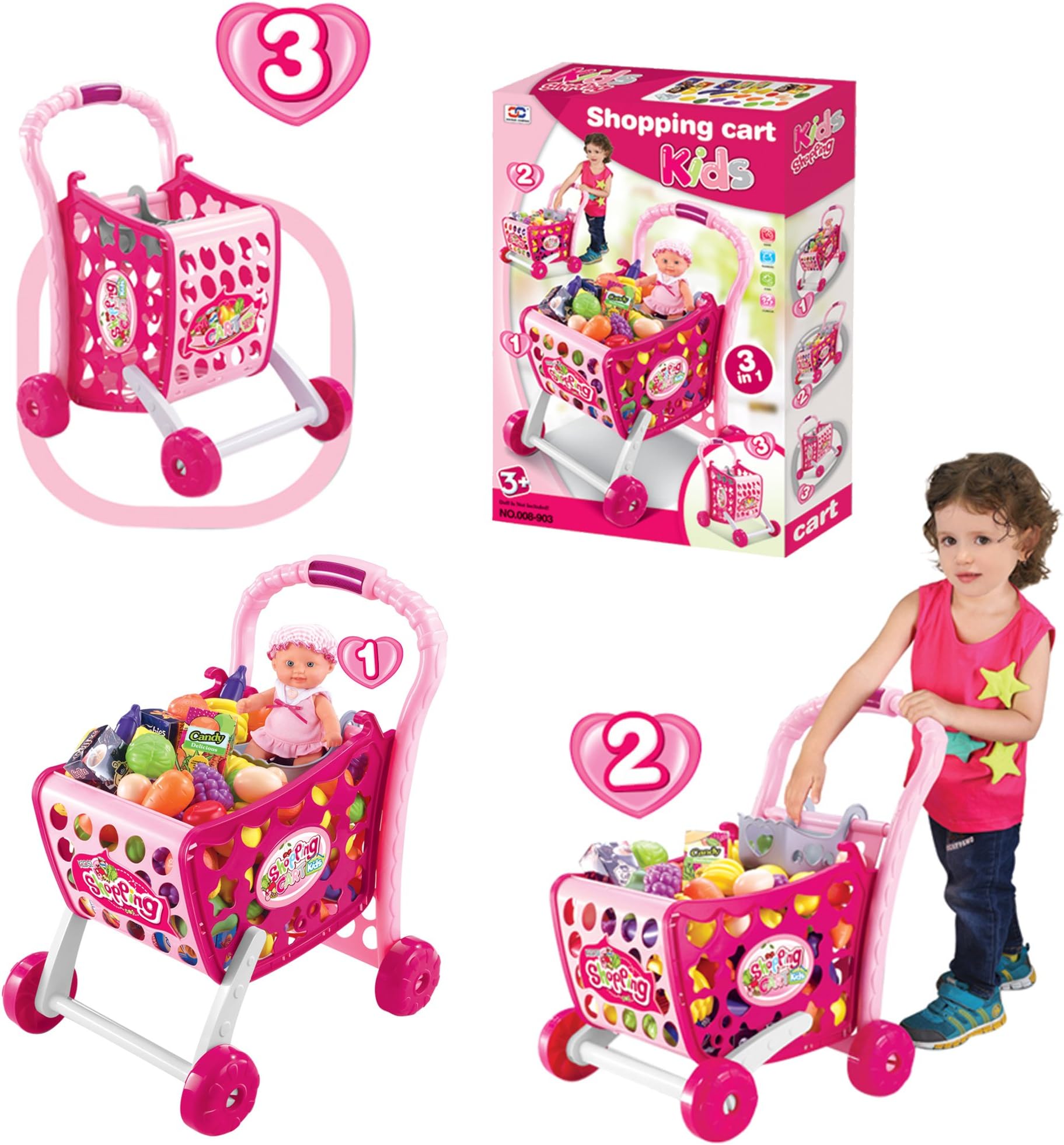 EGT Boys Or Girls Kids Shopping Cart Trolley (Pink)