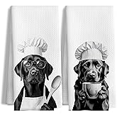 EUYTHNGYF Funny Dachshund Kitchen Towels Set of 2,Weiner Dog Dish Tea Towels for Kitchen Decor,Dachshund Gifts for Chefs Women Men,16x24 Inches