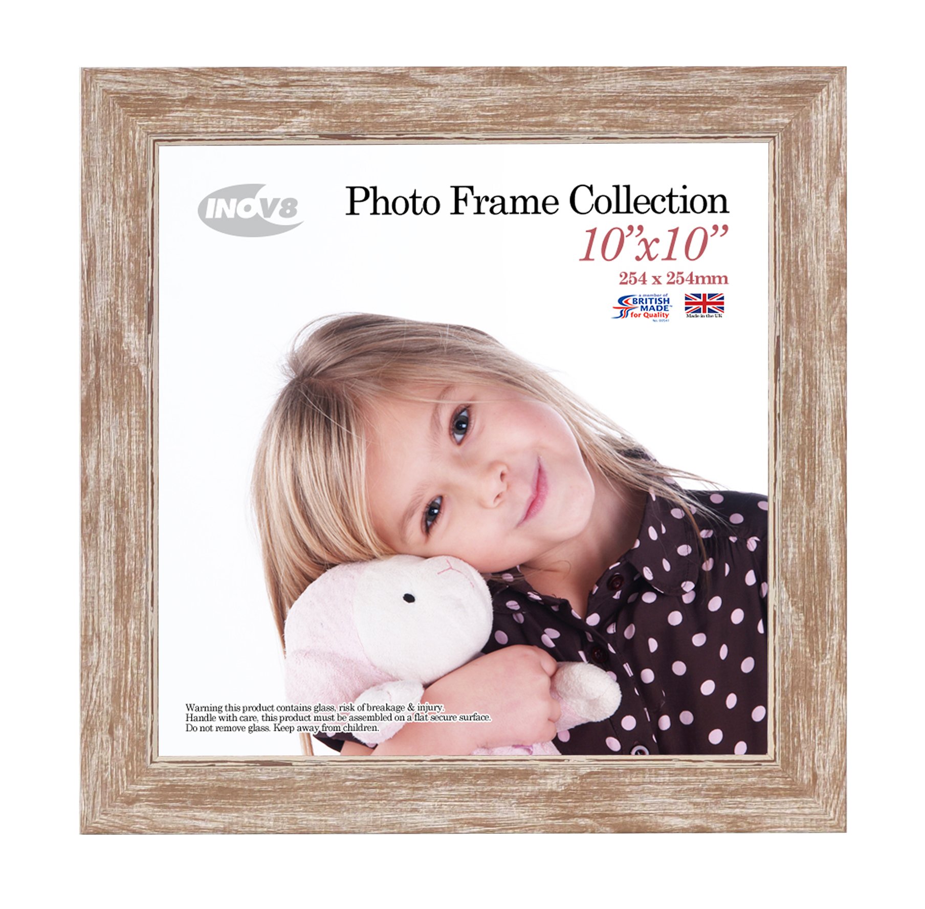 Inov8 10 x 10-Inch Small Photo Frame, Wash Walnut