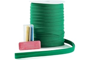 A ANYSSI Bias Tape Double Fold 1/2 inch, Double Fold Bias Binding Tape 55 Yards (Green) and 4 Pieces Sewing Fabric Chalks for Crafts, Sewing, Seaming, Hemming, Piping, Quilting.