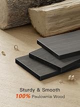 Pipishell Floating Shelves Wall Mounted Paulownia Wood Set of 3 Black view 6