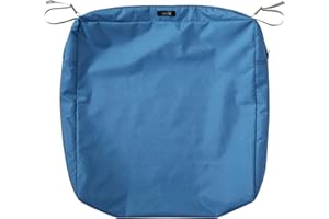 Classic Accessories Ravenna Water-Resistant 23 x 23 x 5 Inch Square Outdoor Seat Cushion Slip Cover, Patio Furniture Chair Cushion Cover, Empire Blue, Patio Furniture Cushion Covers