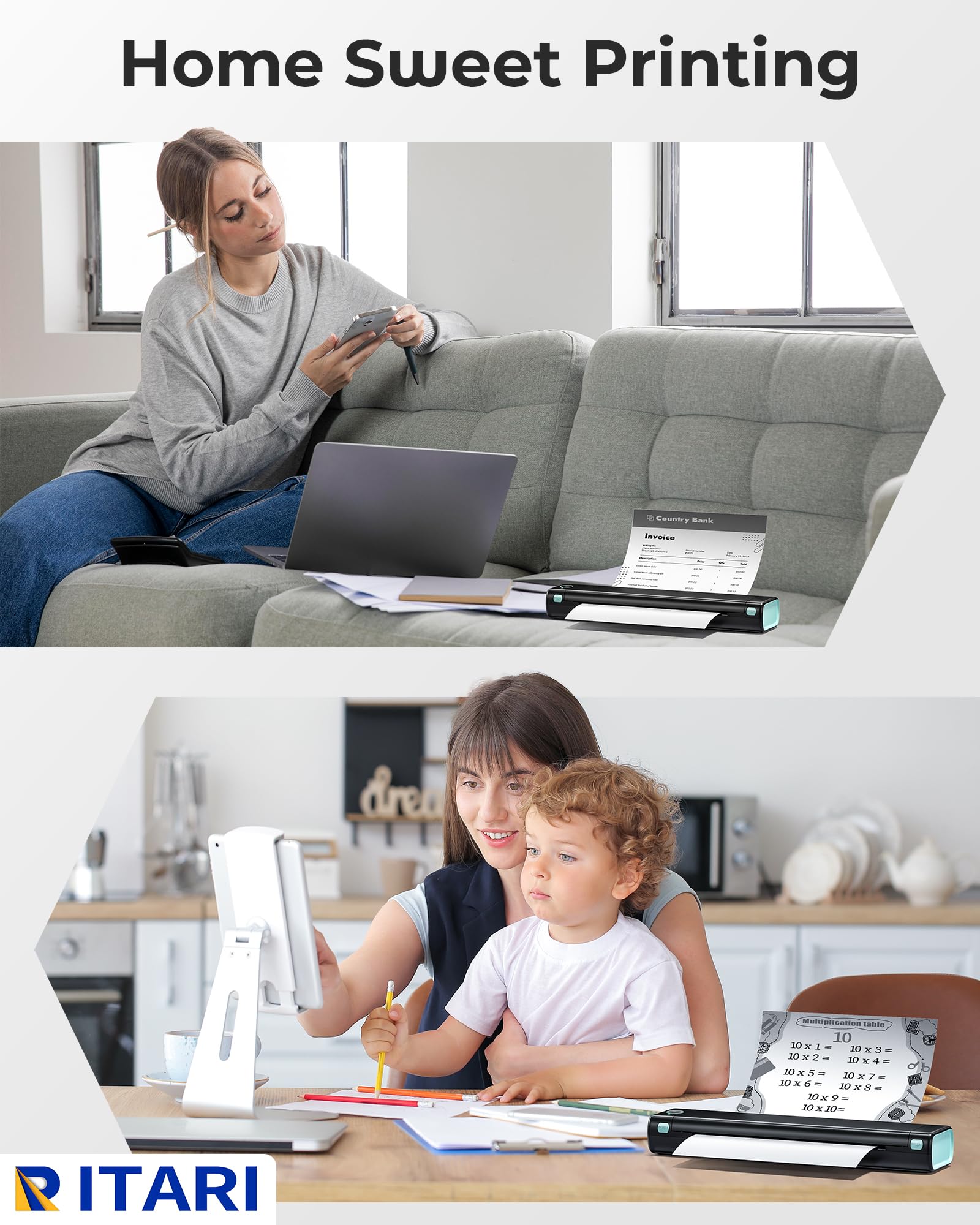 Itari Thermal Portable Bluetooth Tattoo Stencil-Printer - Compact Printer for Phone & Laptop, Portable Printers Wireless for Travel, Support 8.5