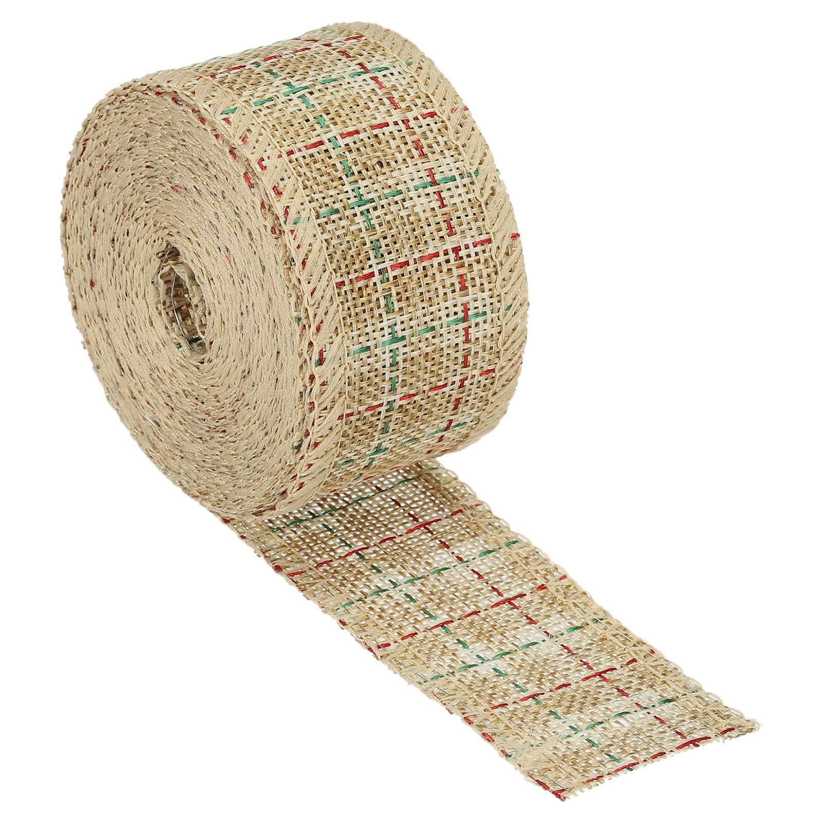 PATIKIL 1.57 Inch Wide 6.56 Yards Polyester Gingham Ribbon Wired Edge Ribbon, 1 Pack for Christmas Decoration Wrapping Light Brown and Green