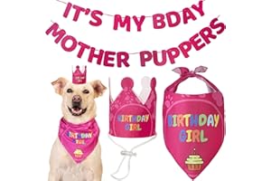 Odi Style Dog Birthday Party Supplies - Bandana Set for Medium, Large Dogs, Party Hat, Crown and Cute Banner With It's My Bir