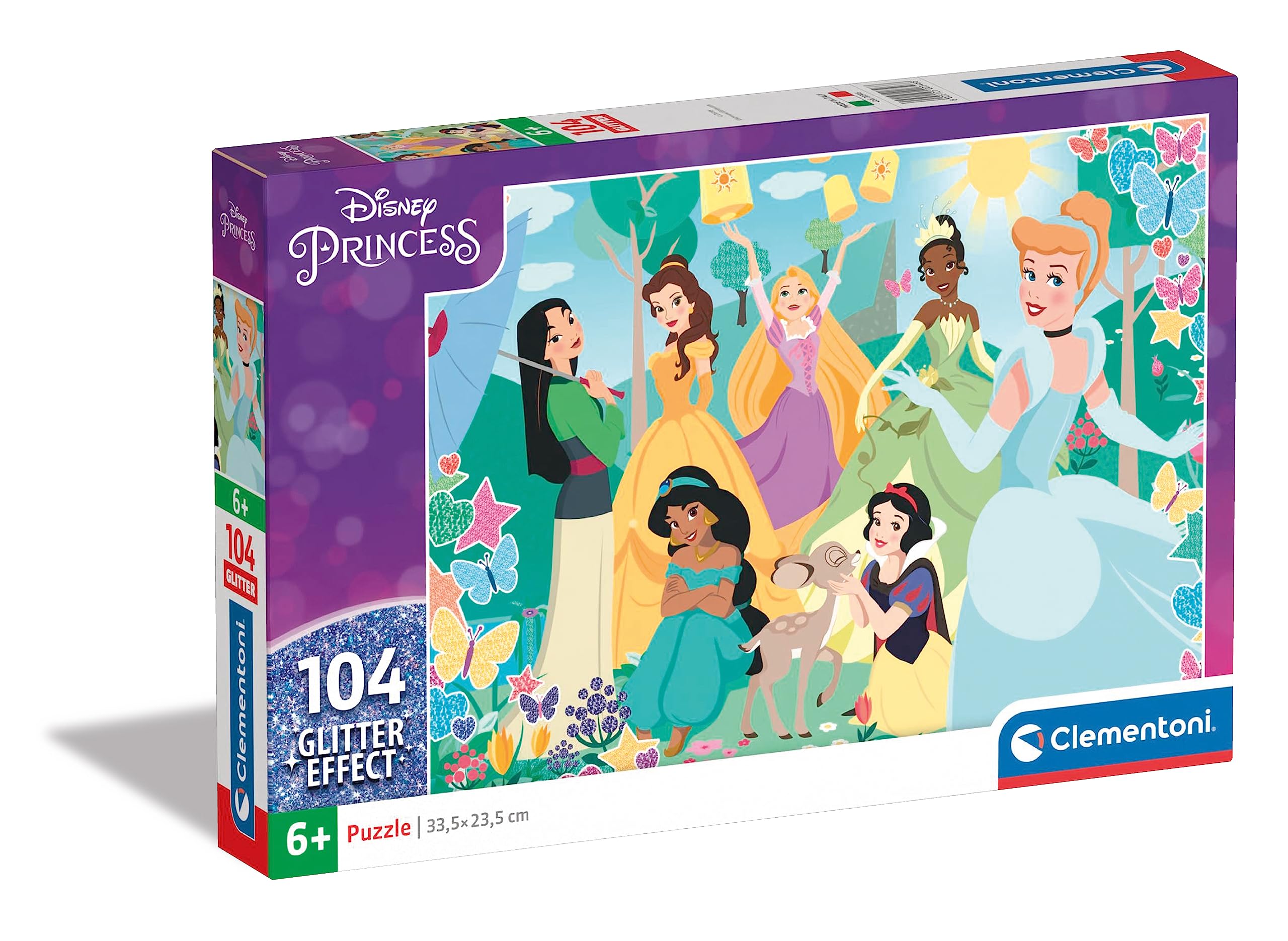 Clementoni - 20346 - Supercolor Puzzle Glitter Disney Princess - 104 Pieces - Jigsaw Puzzle For Kids Age 6