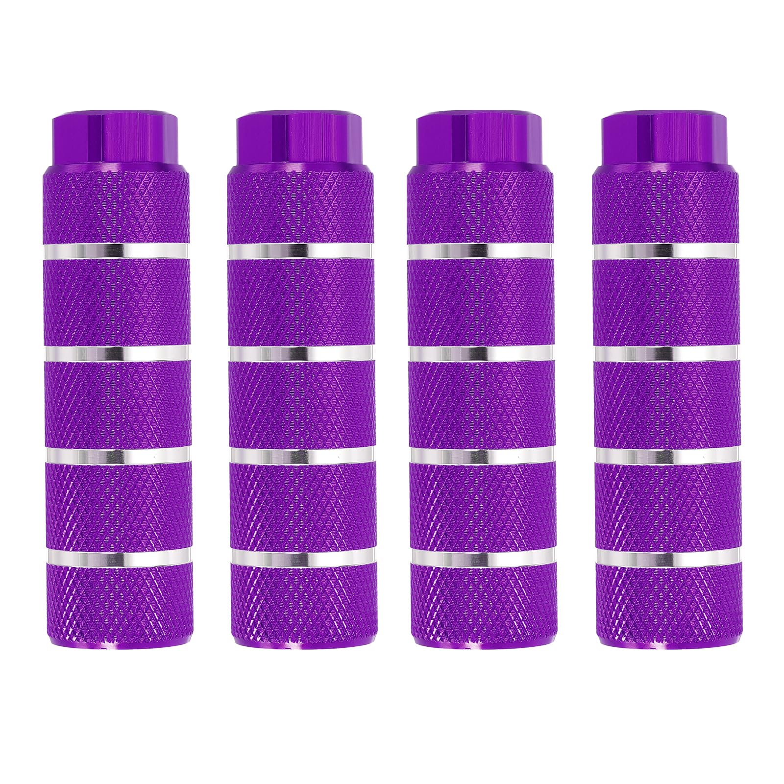 PATIKIL Aluminum Alloy Stripe Bike Pegs Fit 3/8 inch Axles, 4 Pack Anti-Skid lead Foot Bicycle Pegs Back Seat Stands for BMX Mountain Bike Cycling Rear Stunt Pegs, Purple