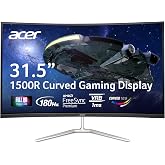 Acer Nitro 31.5in FHD 1920x1080 Curved 180Hz Gaming Monitor EDA320Q Pbiipx | 1ms, AMD FreeSync Premium, 2xHDMI, DisplayPort, 1500R Curve, VESA Mountable, Bluelight Filter, Flickerless Technology