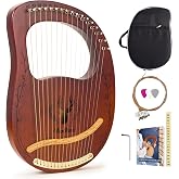 Vioxx Lyre Harp, 16-String Mahogany Lyra Harp Kit for Beginners Adults | Stringed Musical Instruments with Tuning Wrench, Gig Bag, Instructions, Extra Strings, Ideal Gift for Music Lovers