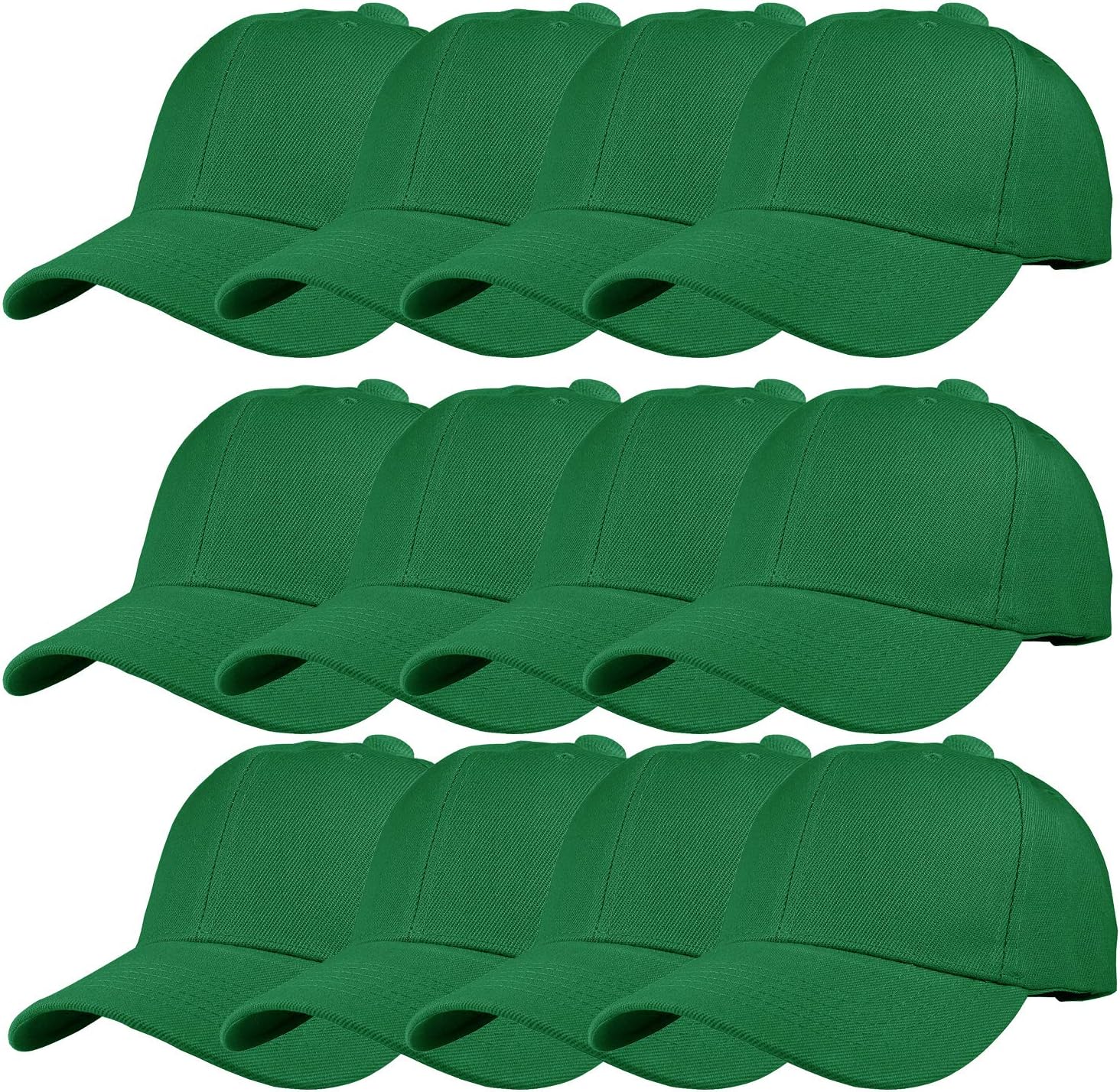 12 Pack Wholesale Unisex Plain Solid Color Adjustable Baseball Caps Hats