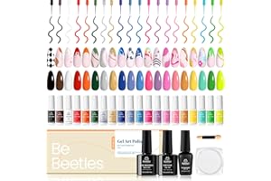 BEETLES GEL POLISH Beetles Gel Liner Nail Art Polish Set Pastel Gel Nail White Gold Red Glitter Neon French Tip Nails Polish Paint Swirl Built Thin Brush in Bottle Soak off Uv Lamp Nails Art Kit Gifts for Women