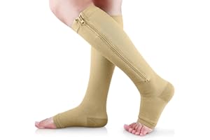 Ailaka Medical Zipper Compression Socks, 15-20 mmHg Knee High Open Toe Compression Socks for Men Women, Support Socks for Varicose Veins, Edema