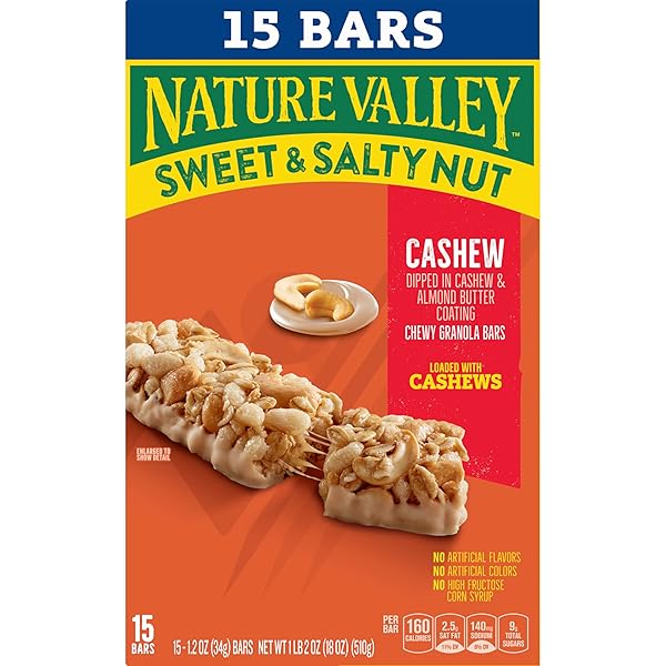 NATURE VALLEY SWEET AND SALTY NUT GRANOLA BARS, CASHEW, 15 BARS, 18 OZ