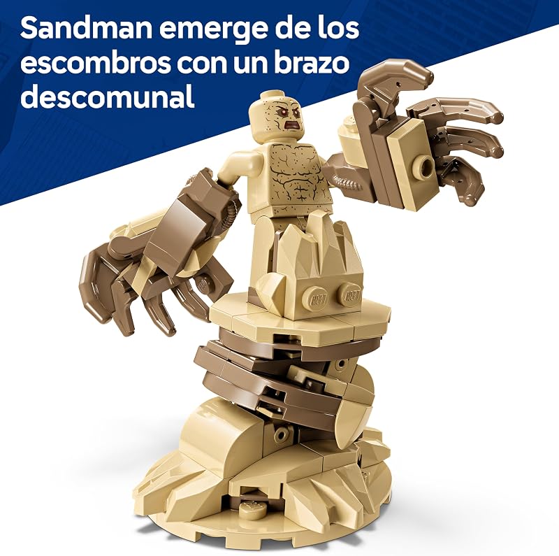 | Marvel Batalla Legendaria: Spider-Man vs. Sandman - Obra y Superhéroes de Juguete - 3 Minifiguras Inc. Venom - Regalo para Niños de 9+ Años y Fans de Las Películas - 76334