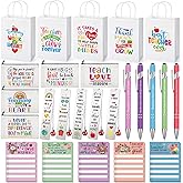 Resholder 25 Pcs Teachers Christmas Appreciation Gift for Women Teacher Kraft Paper Bags Makeup Bags Sticky Notes Ballpoint Pens and Bookmarks for Tutor Appreciation Week Gift Sets Bulk