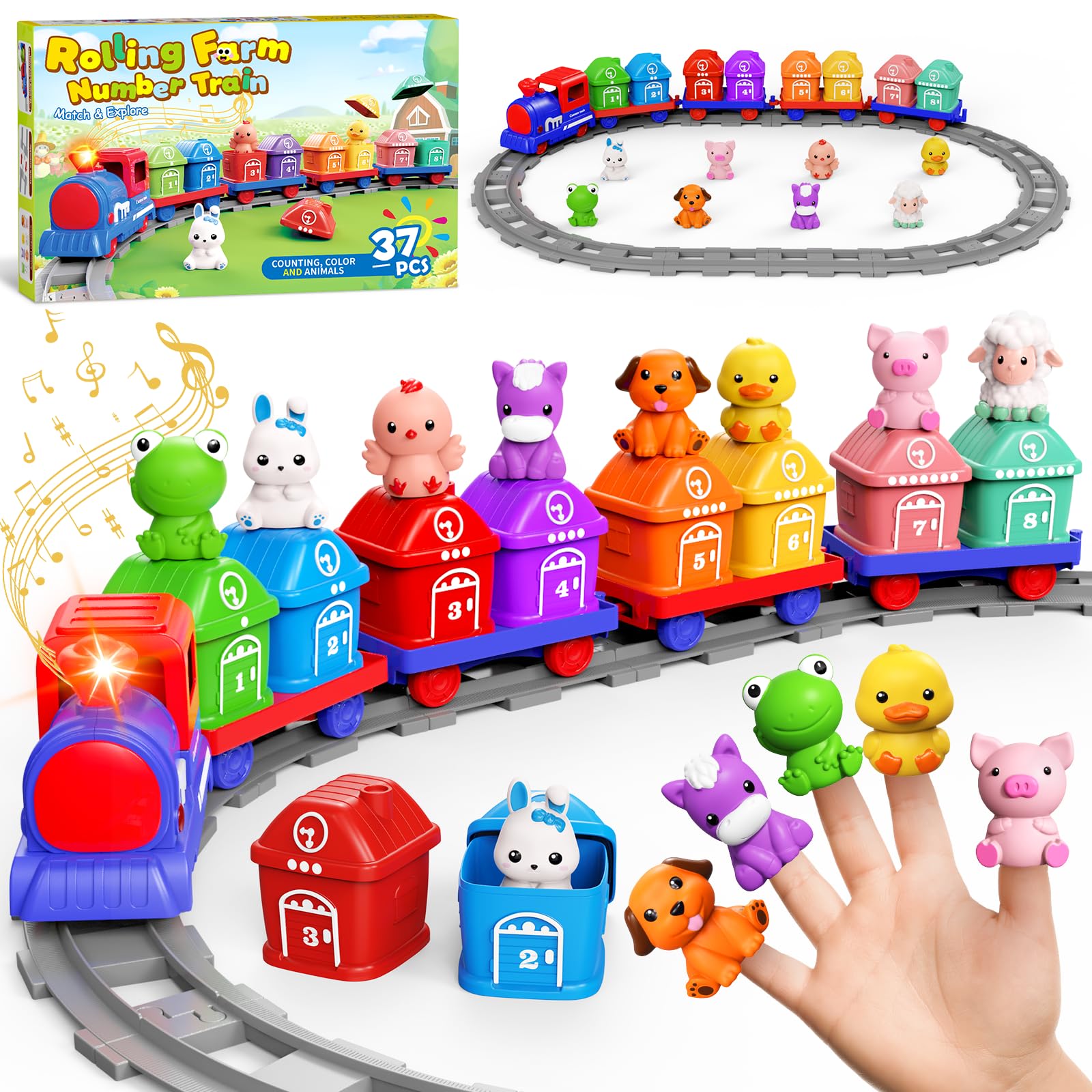 Photo 1 of Train Set for Toddlers 2-4,Toddler Toys for 1 2 3 Year Old,Electric Train Set Montessori Learning Matching & Sorting Toys, Learning Toy Birthday Gift for Boy Girl