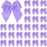 M METERXITY 200-Pack Mini Craft Ribbon Bow 1x1 Inch Checkered Fabric Satin Ribbon Bows Boutique for Craft DIY/Treat Bags/Hair Bow Sewing/Wedding/Birthday/Party/Christmas [Purple]