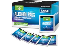 TENDERGENTLE Alcohol Wipes Individually Wrapped - 100 Sterile Alcohol Prep Pads Saturated with 70% Isopropyl - Skin Prep Swabs for First Aid, Injections, Nails, and Medical Use - Large