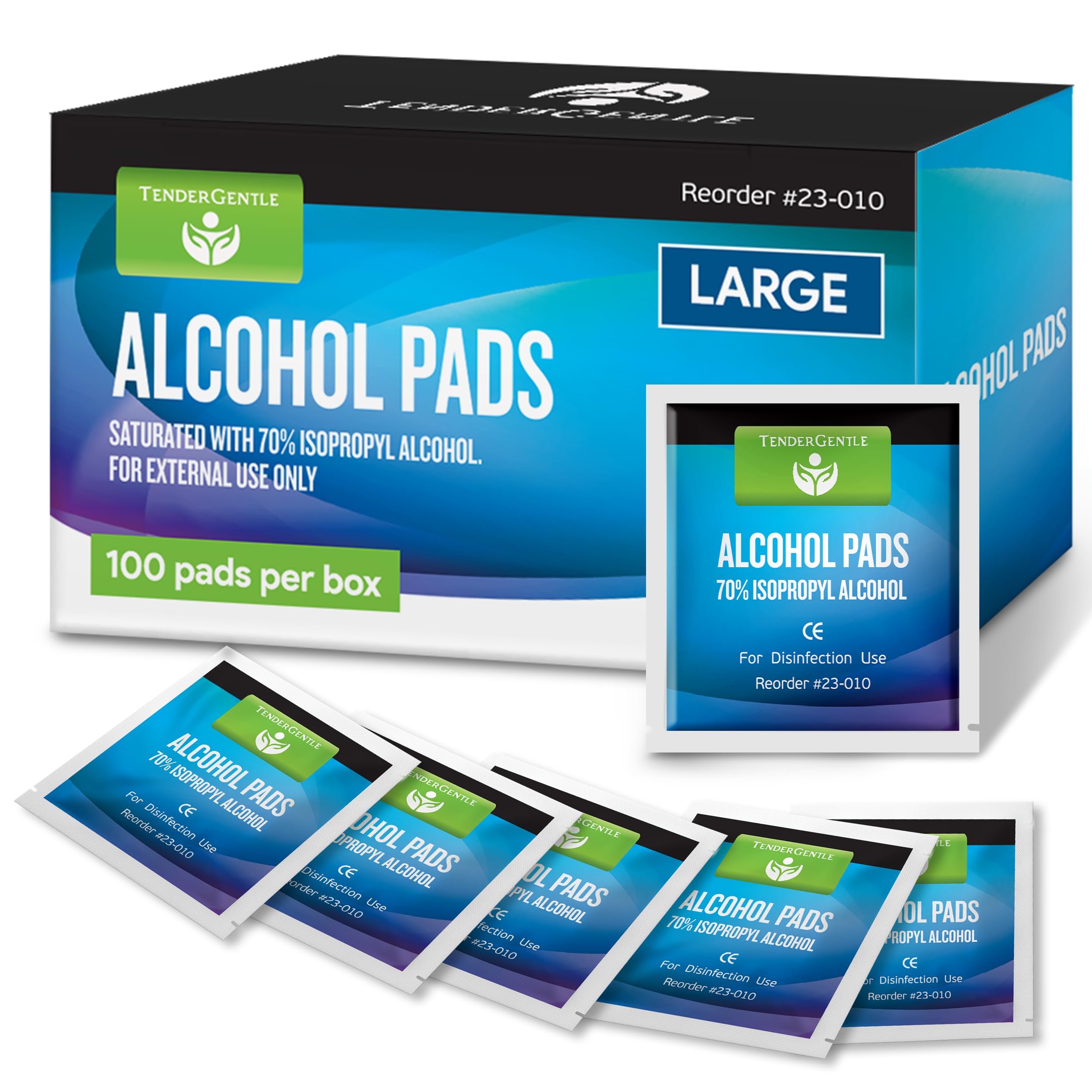 Photo 1 of Alcohol Wipes Individually Wrapped - 100 Sterile Alcohol Prep Pads Saturated with 70% Isopropyl - Skin Prep Swabs for First Aid, Injections, Nails, and Medical Use - Large