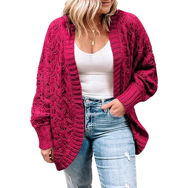 WDIRARA Women's Shaggy Knit Duster Cardigan Long Sleeve Open