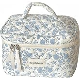 PAVNSO 1 Pack Large Makeup Bag, Cute Cosmetic Bag Floral Coquette Aesthetic Toiletry Bag, Organizer Make Up Bag for Women Girls/Travel