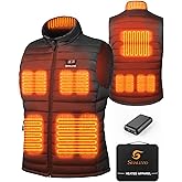 SHALLVIO Men's Lightweight Heated Vest with 20000mAh 7.4V Battery Pack, Water-Resistant Electric Warming Heating Vest