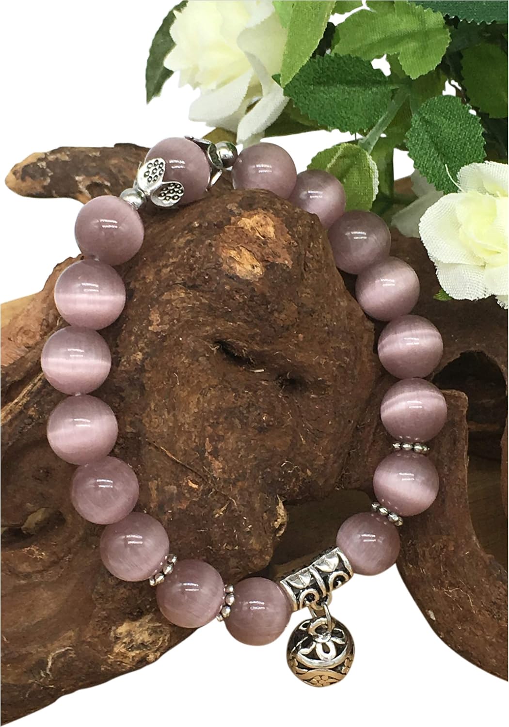 Beaded Stretch Beaded Bracelet for Women, Gorgeous Pink Handcrafted Boho Fashion Ladies Bangle - Image 5