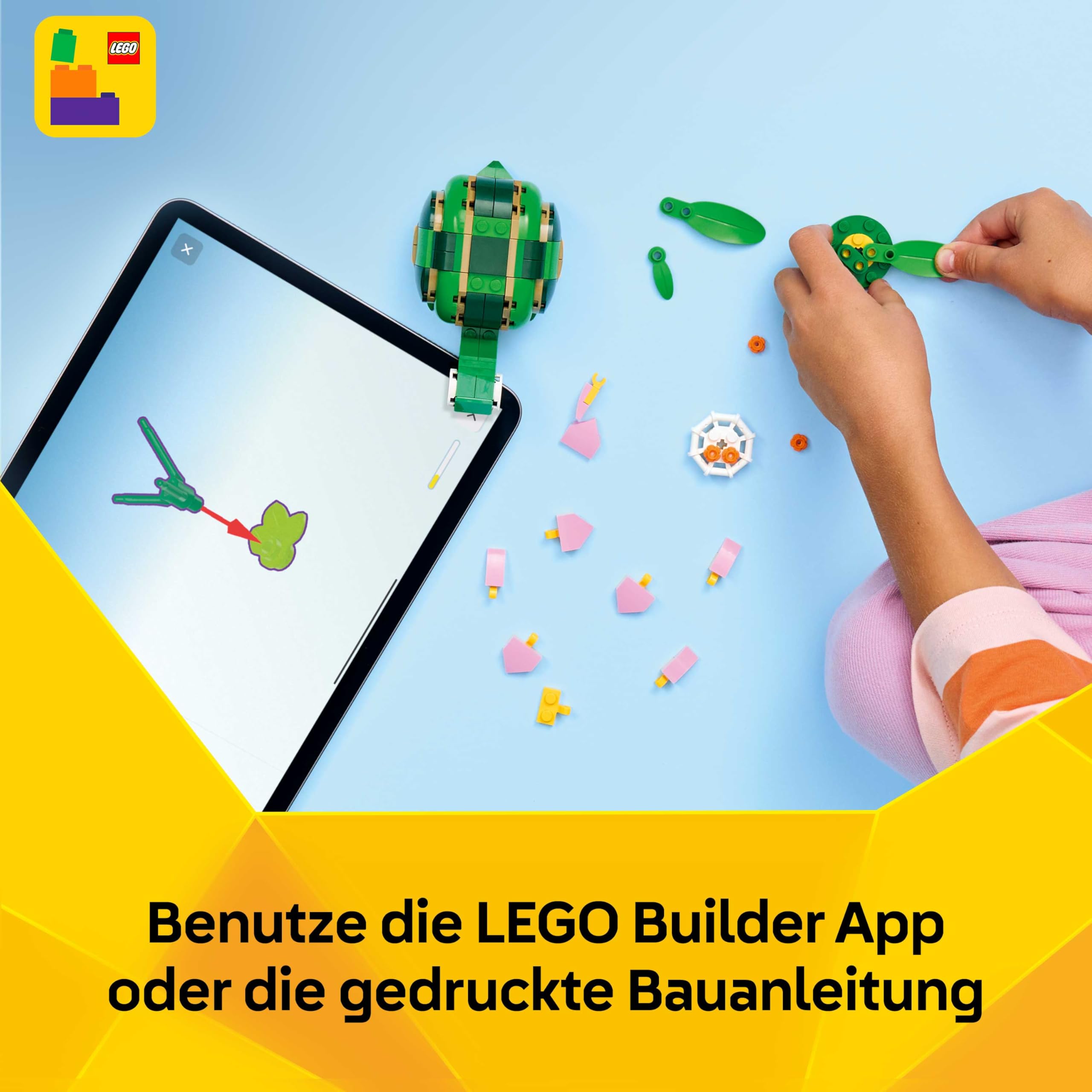 LEGO Creator 3in1 Turtle with a Water Lily Flower Toy - Animal Figure Transforms into a Chameleon or Frog - DIY Desk Decor Idea - Birthday Gift for 7+ Year Old Girls & Boys - 31377 6