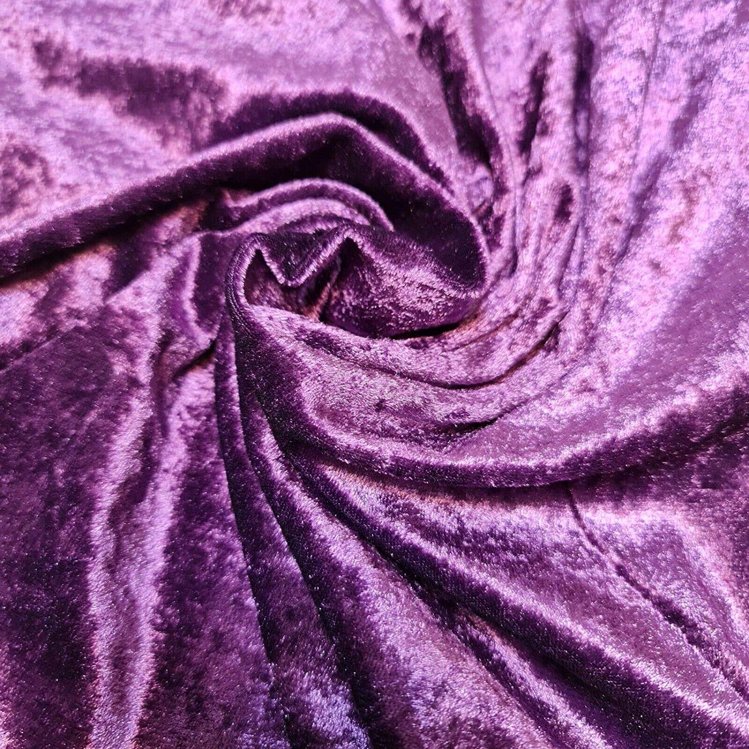 SH Plain Velvet Fabric Premium Crushed Stretch 60" (Purple, 1.5 Meter)