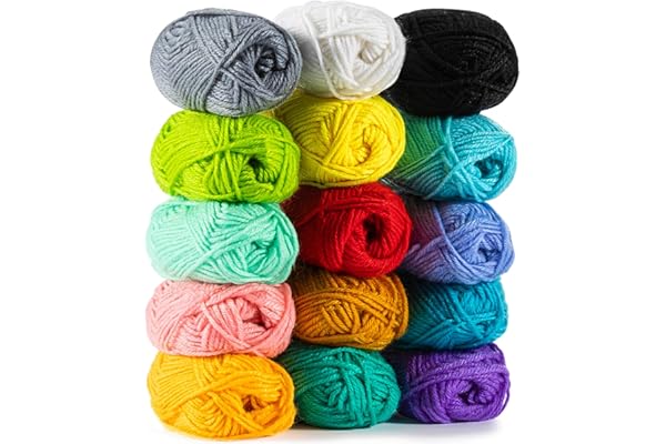 MAQIHAN 15x20g Acrylic Yarn for Crocheting - Soft Knitting Yarn for Crafts Multicolor Skeins for Crocheting DIY Bulk for Handicraft Knitting Scarves Ideal Gift for Beginners Adults