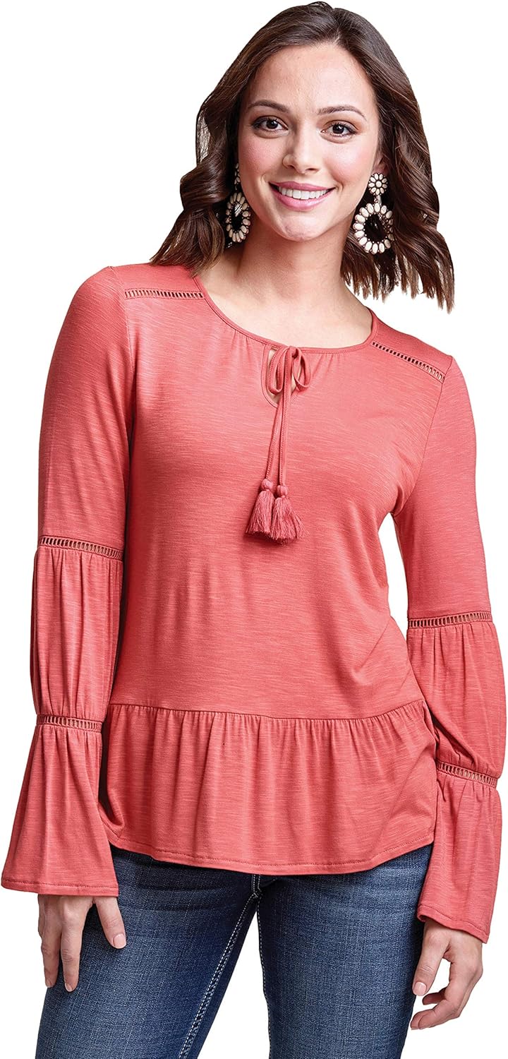 coral peasant top
