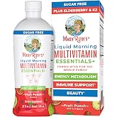 MaryRuth's Liquid Morning Multivitamin Essentials+, 2 Flavors, Vegan, 32oz | Vitamin A C D E B6 B12 Biotin Zinc, Mens Womens Multivitamin, Immune Support, Beauty, Sugar Free, Vegan, Ages 1+