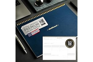 Ink+Volt Dashboard Spiral Deskpad | Undated Weekly Planner Notepad w/ 52 Undated Sheets, Premium Productivity Planner, Minimalist Weekly to do List for Work & Study | A4 Size, Navy - Made in the USA