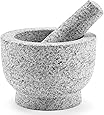 CO-Z Granite Mortar and Pestle Set for Guacamole Spice Salads, 6 Inch - 2 Cup Capacity - Large Heavy Duty Unpolished Granite Molcajete Grinder, Herb Crusher Stone Bowl, Dishwasher Safe