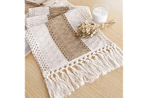 Boho Table Runner for Christmas Home Decor with Tassels Long Farmhouse Rustic Table Runner Macrame Burlap Table Decoration fo