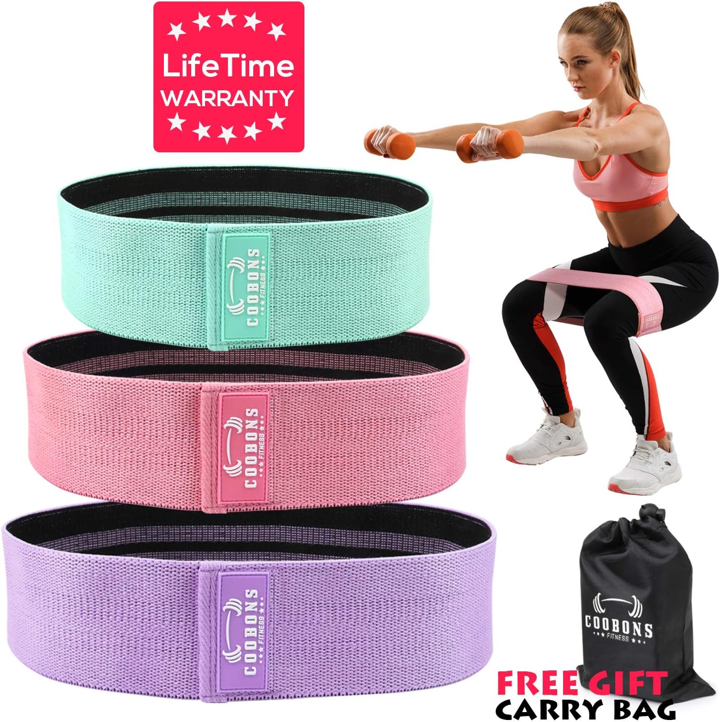Resistance Exercise Bands for Legs and Butt, Hip Bands Booty Bands Wide Workout Bands Resistance Loop Bands Anti Slip Circle Fitness Band Elastic Sports Bands(2019 Upgraded) …