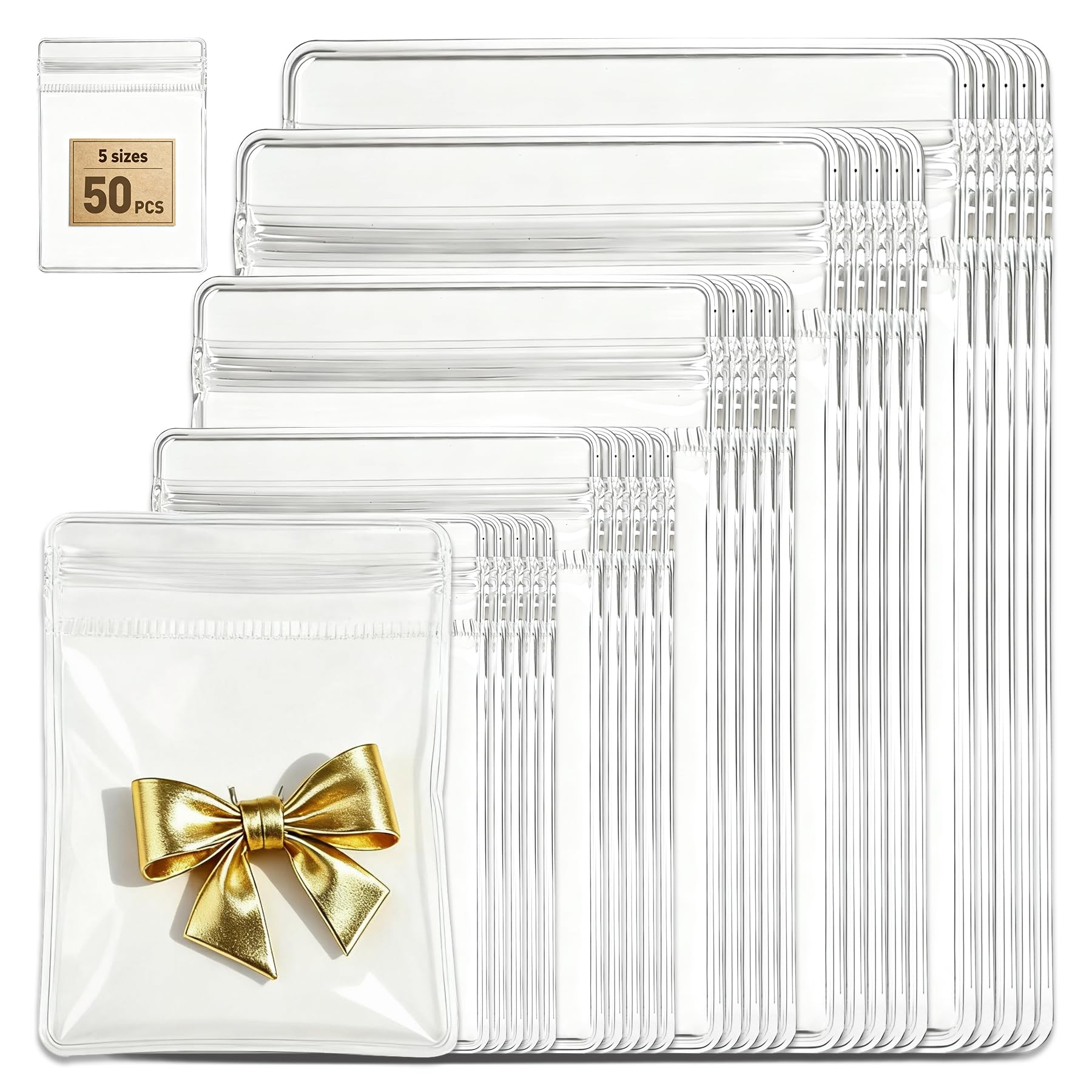 Photo 1 of 50Pcs Jewelry Storage Bags, Resealable PVC Clear Jewelry Bags Plastic Jewelry Pouches with Self-Sealing Zipper, Anti-Tarnish Bags for Rings, Earrings, Bracelets, and Small Jewelry Packaging