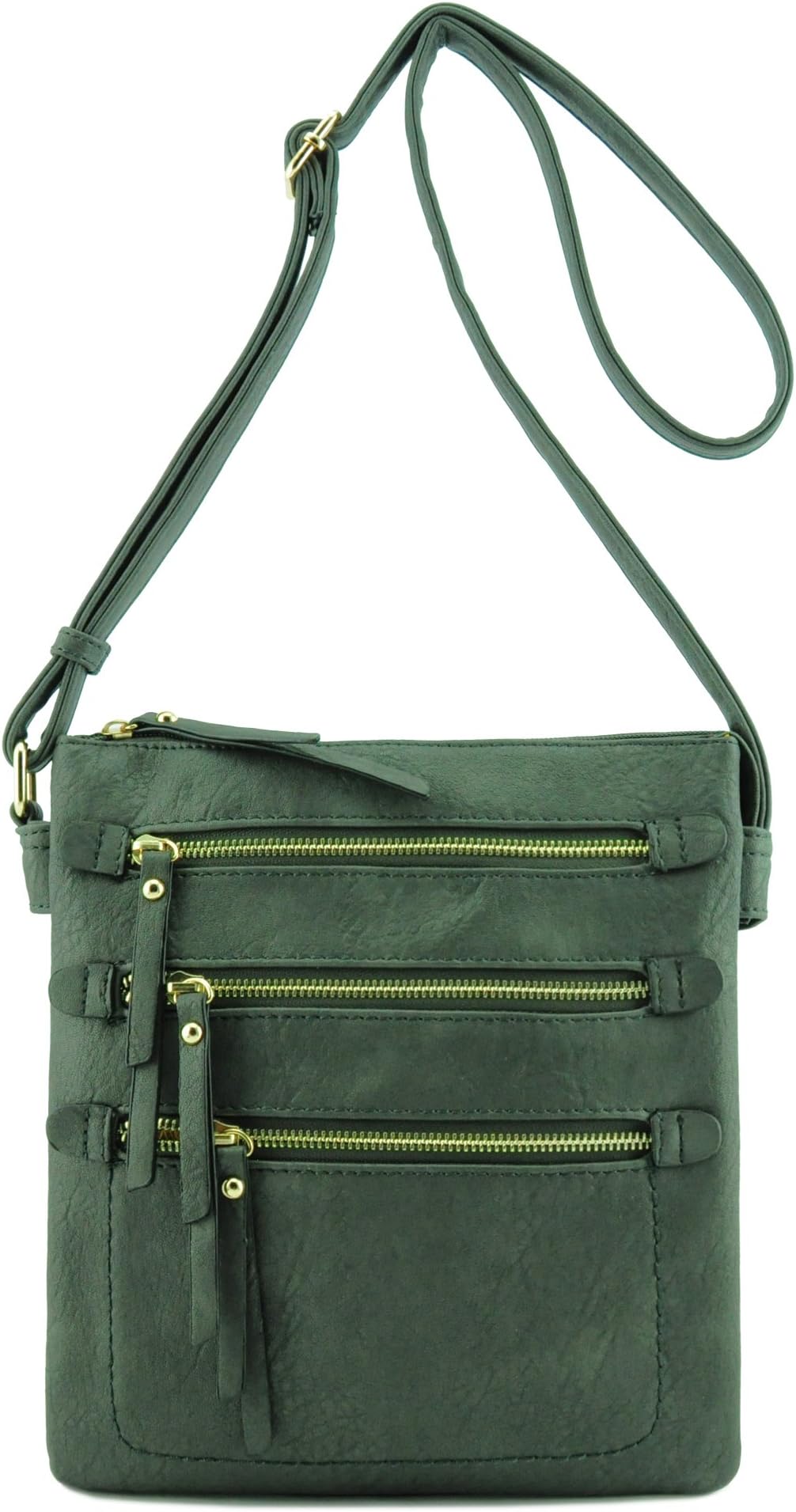 Multi Zipper Pocket Double Compartments Hipster Crossbody Bag