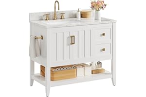 IRONCK Bathroom Vanity with Sink, 36" Farmhouse Bathroom Cabinet with 2 Drawers & Storage for Guest Baths Master Suites or Rental Units