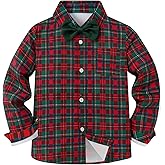YALLET Boys Long Sleeve Shirts Button Down Print Dress Wedding Outfits Formal Casual Clothes with Bow Tie 5-10T