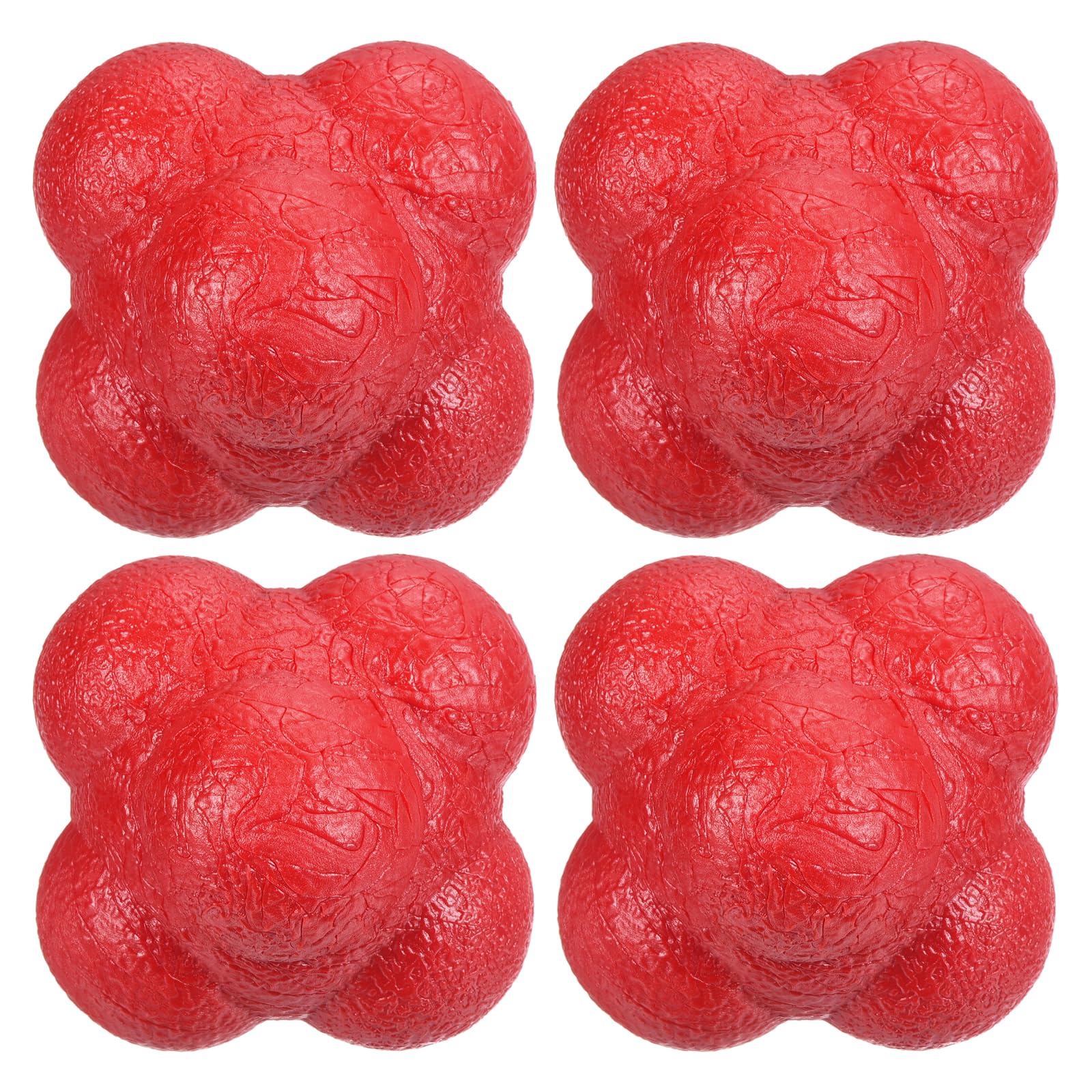 M METERXITY 4 Pack Reaction Ball - TPR High Difficulty Flexibility Training Ball Apply to Sports Exercise Daily Use (47 x 47 x 55mm, Red)
