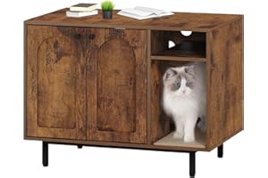 Hzuaneri Cat Litter Box Enclosure, Hidden Litter Box Furniture, Wooden Pet House Side End Table, Storage Cabinet Bench, Fit M