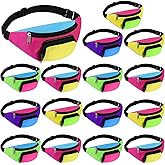 Tarpop 16 Pieces Neon Fanny Pack Retro 80s Fanny Pack Small Waist Packs Vintage Belt Bag for 80's 90's Party Traveling Jogging Costumes