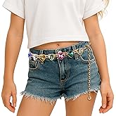 Giomos Kids Heart Chain Belt – Adjustable Gold & Silver Metal Belt with Colorful Rhinestone for Girls Dresses, Festivals
