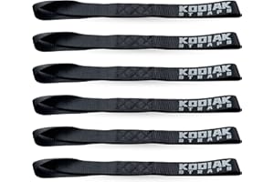 Soft Loop Tie Down Straps - 1.5 x 18 inches- 10,000 lb Load Capacity - Black 6 Pack - Loops for Securing ATV, UTV, Motorcycles, Scooters, Dirt Bikes, Lawn & Garden Equipment by KODIAK STRAPS